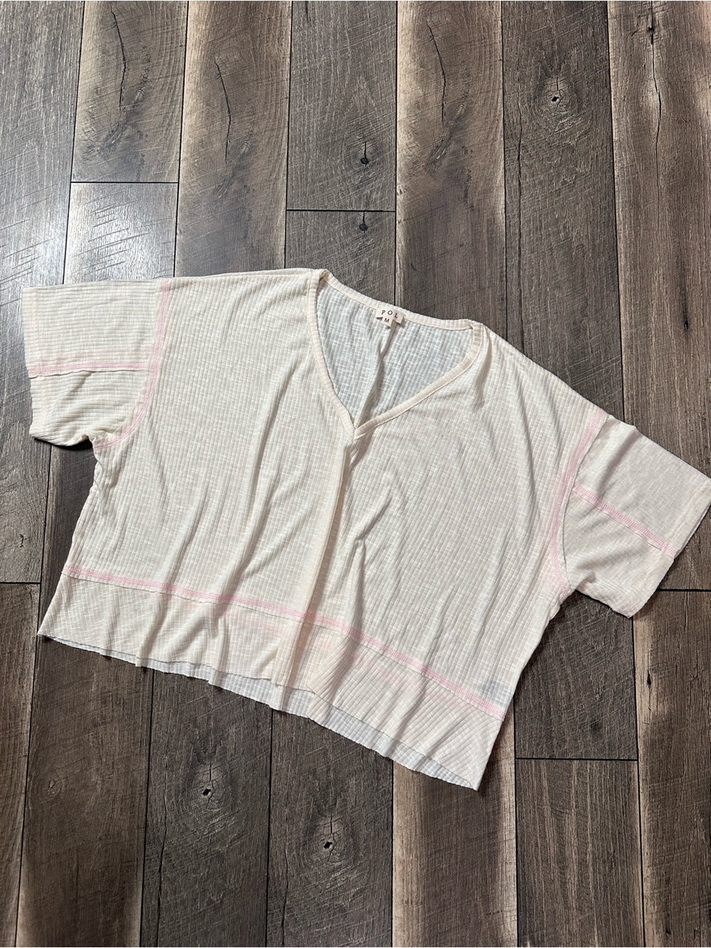 POL Oversized V Neck Short Sleeve Top
